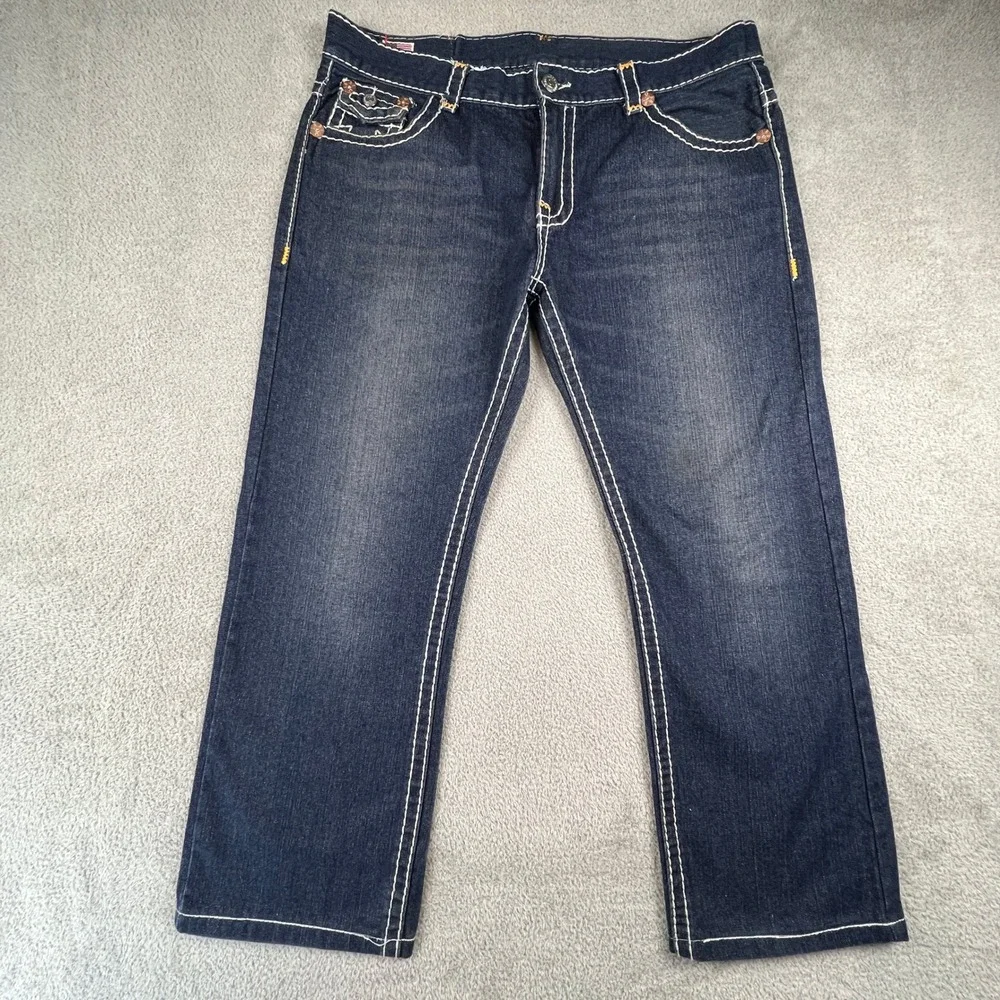 True Religion‎ Joey Super T Jeans Mens 40 Blue Contrast Stitch Made in USA Y2K